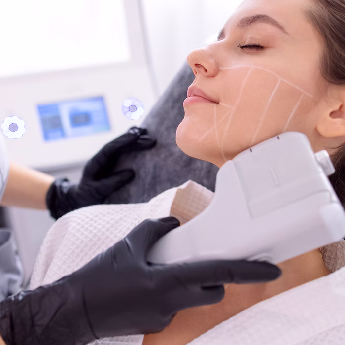 woman getting hifu treatment for skin tightening